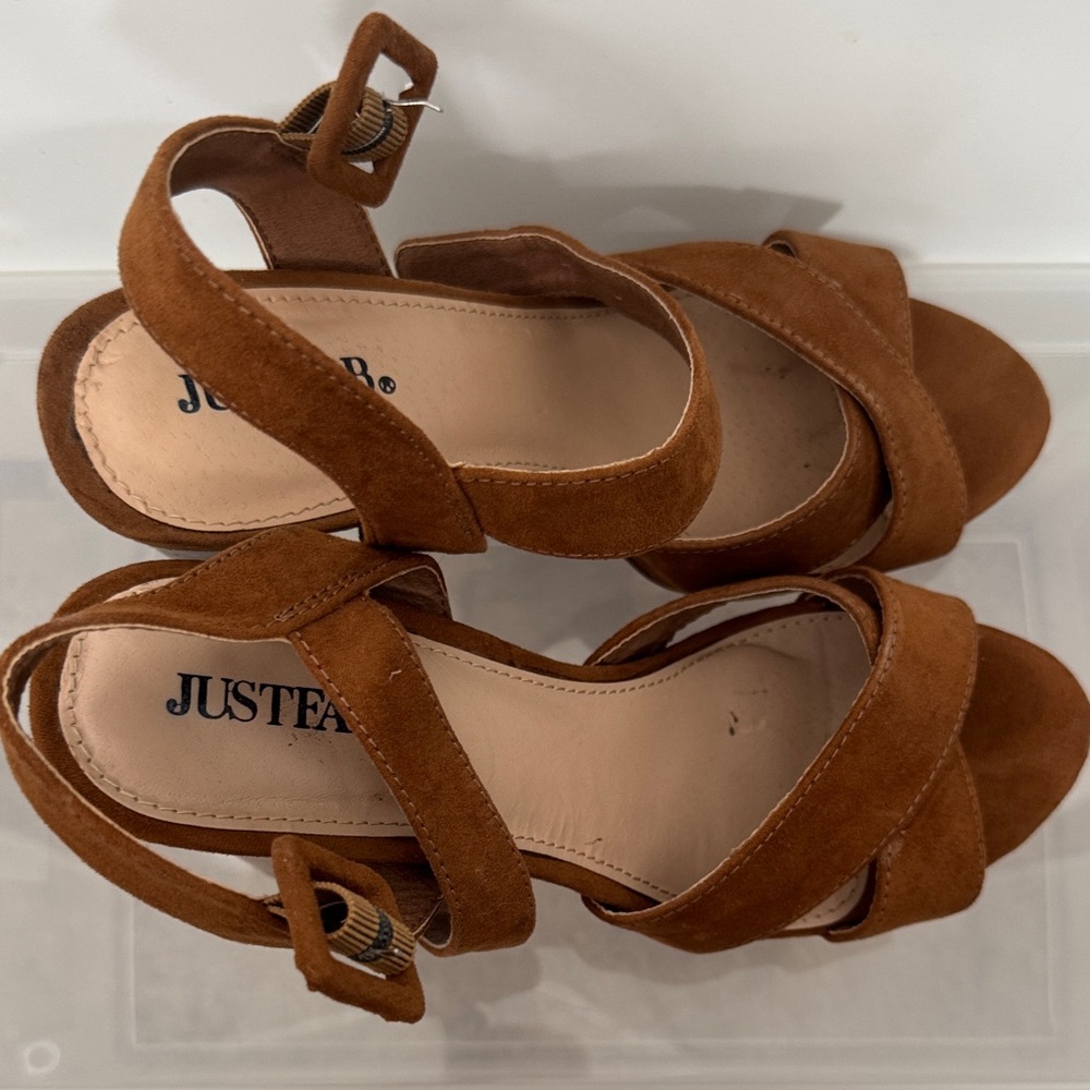 Buy 1 get 1 FREE 
JustFab Women's Tan Platform Sandals - Picture 6 of 11